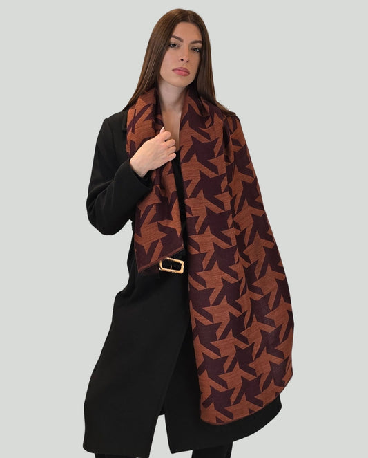 Sciarpa pied poule Coccio/Bordò - Soho Moda Mare