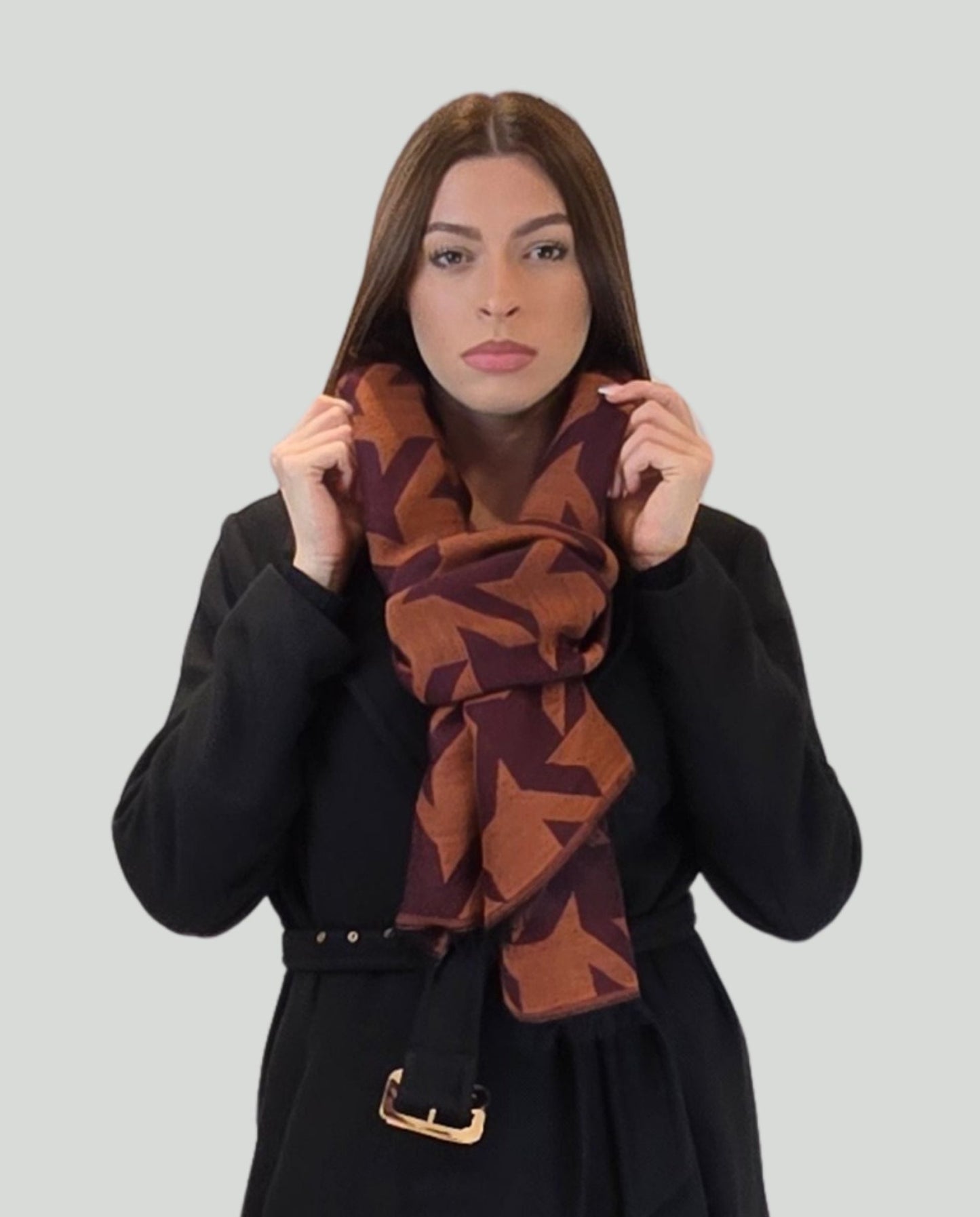 Sciarpa pied poule Coccio/Bordò - Soho Moda Mare