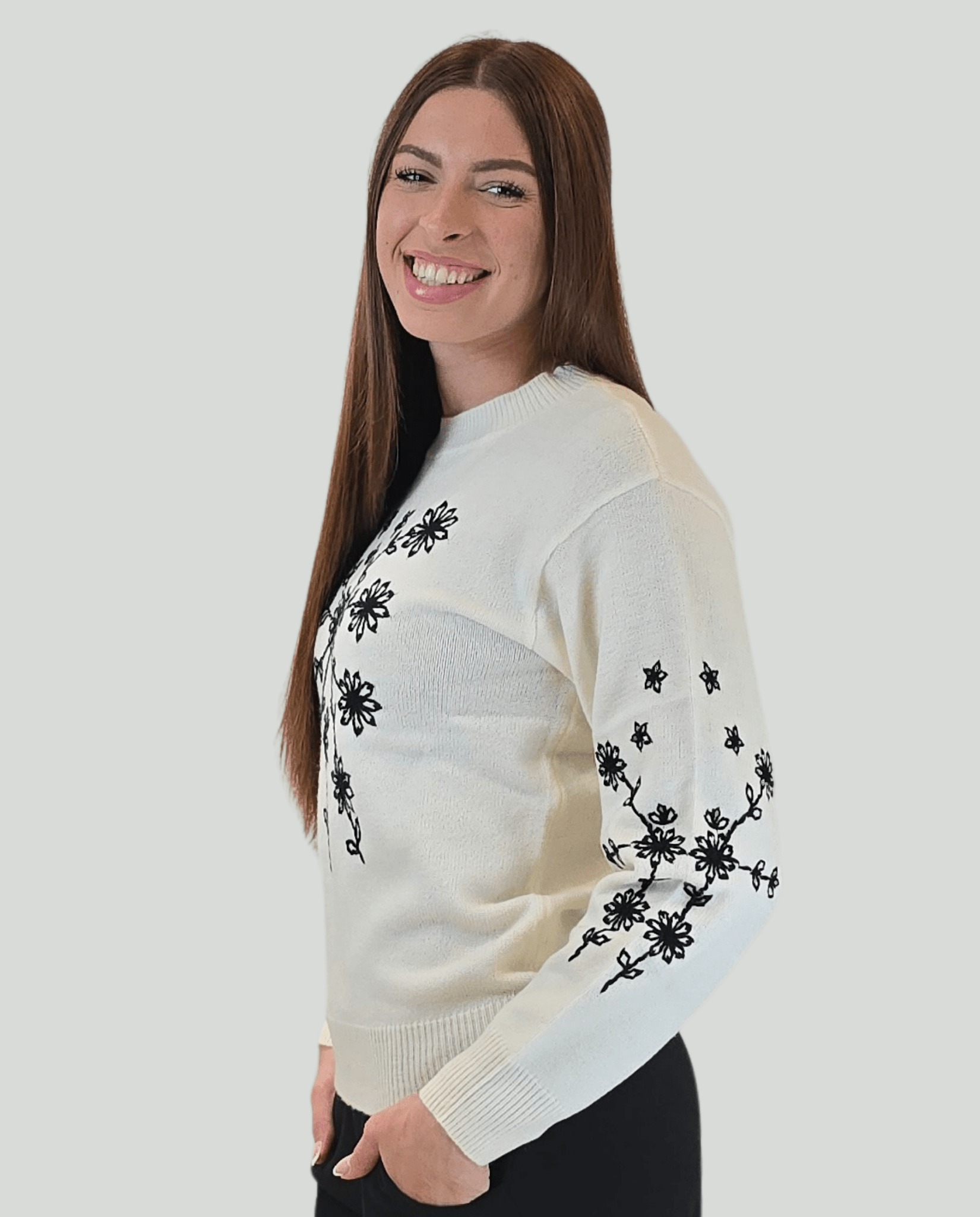 Pullover Burro ricamo Nero - Soho Moda Mare
