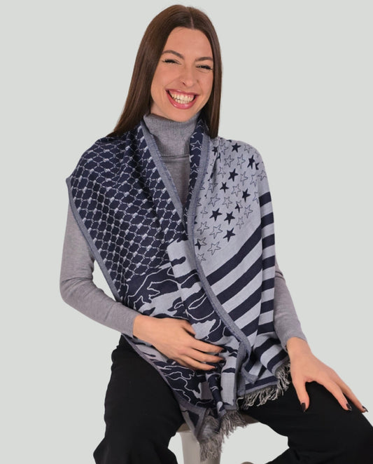 Sciarpa stelle/striscie Blu - Soho Moda Mare