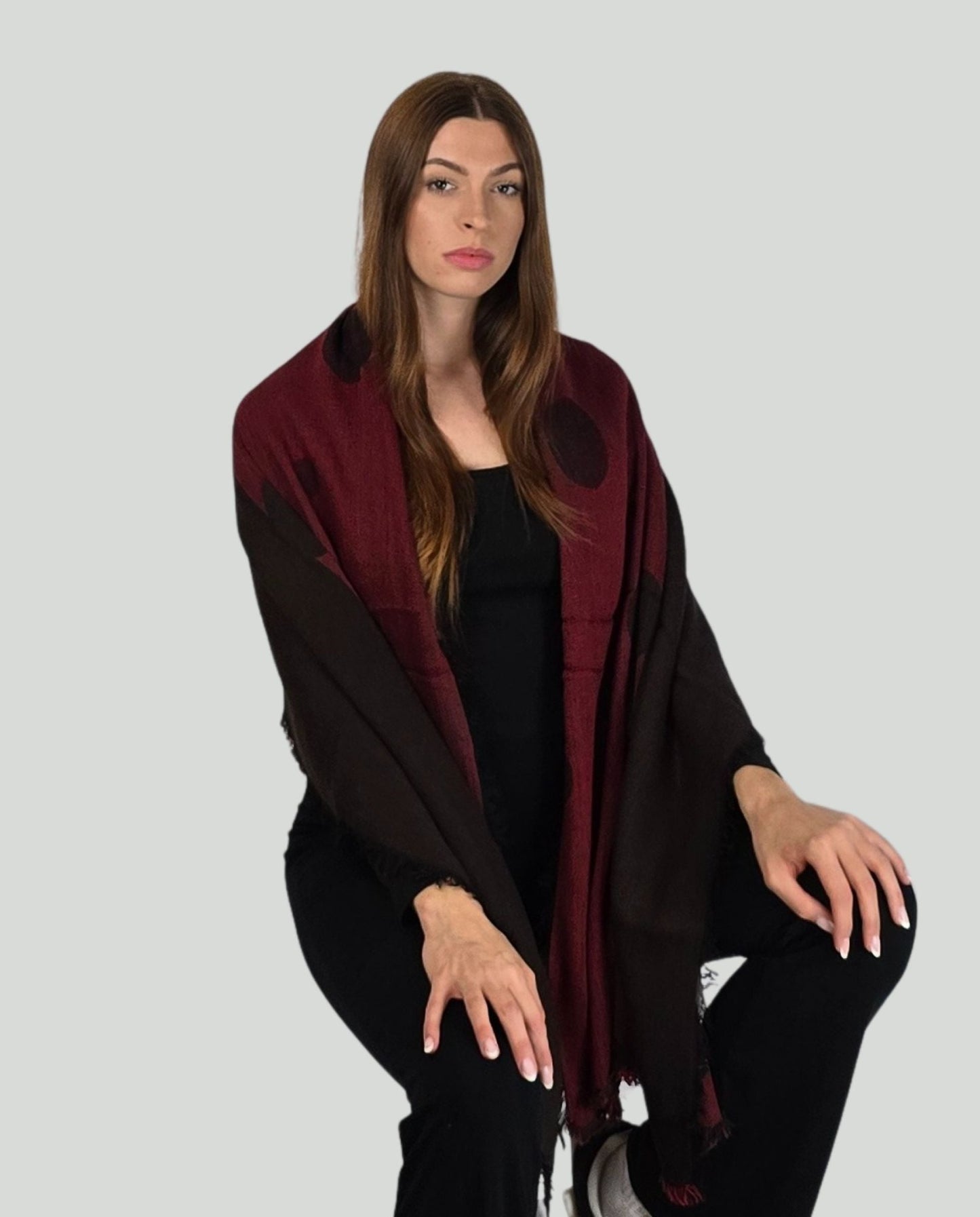 Stola pois Bordò/Moro - Soho Moda Mare