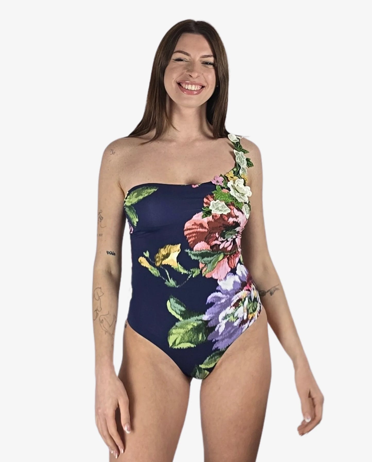 Intero Monospalla Blu Fiori 3D Cruise Collection