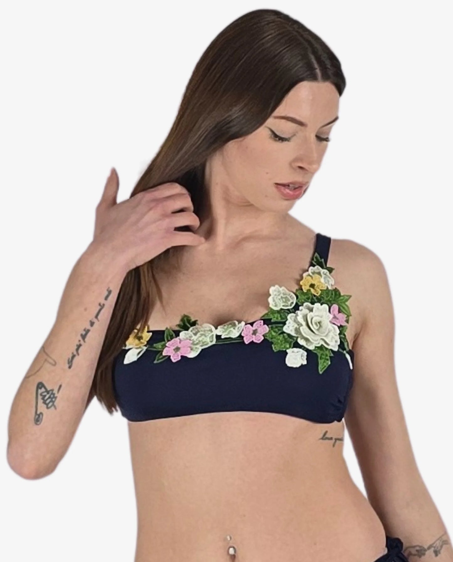 Bikini Monospalla Blu Fiori 3D Cruise Collection