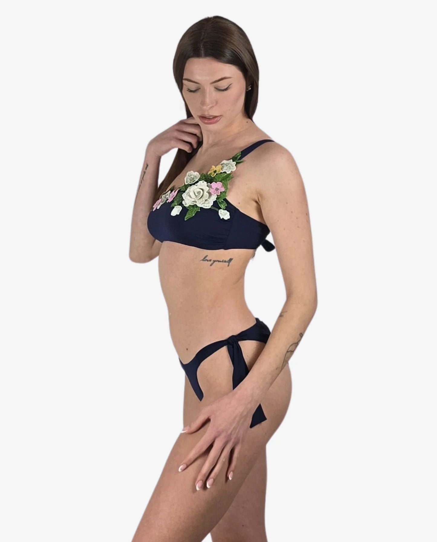 Bikini Monospalla Blu Fiori 3D Cruise Collection