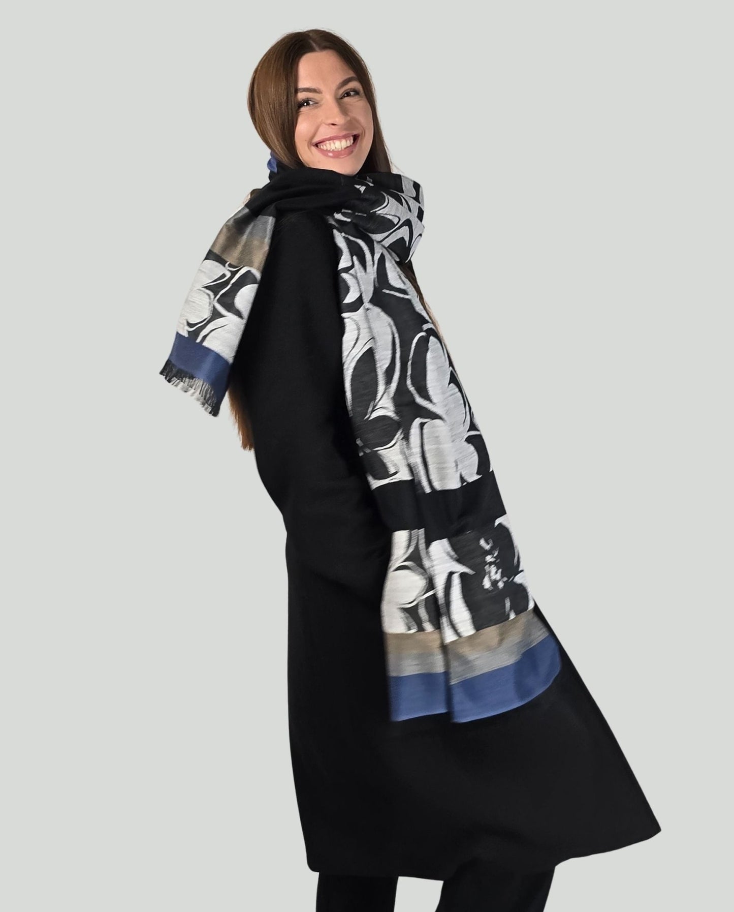 Stola Fant.Grigio/Nero/Blu - Soho Moda Mare