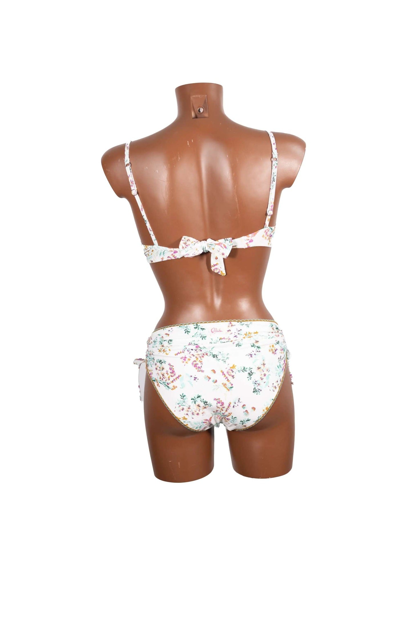 Bikini Push Up donna floreale vista retro su manichino marrone