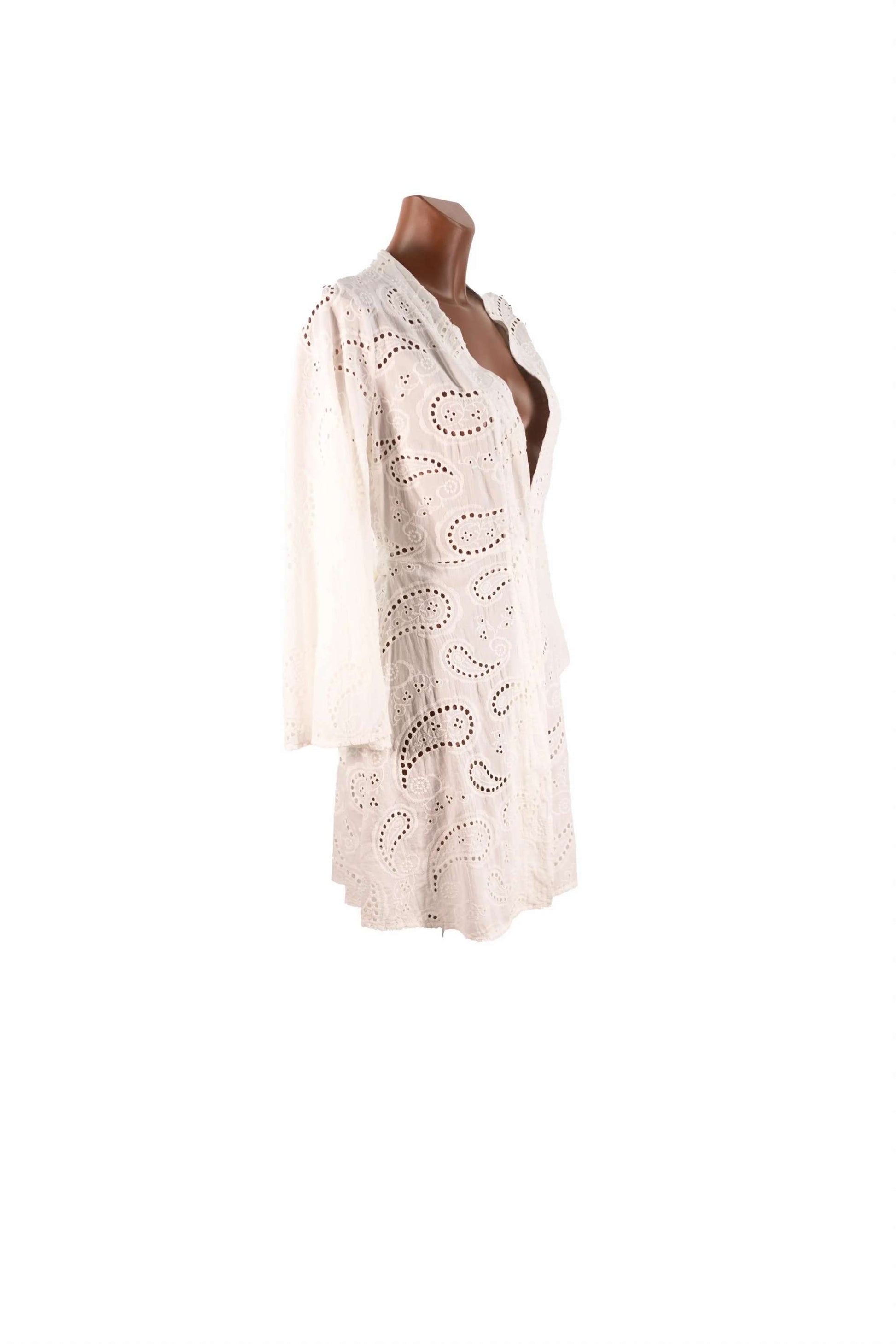 Kimono in sangallo di cotone elegante made in Italy white lace design
