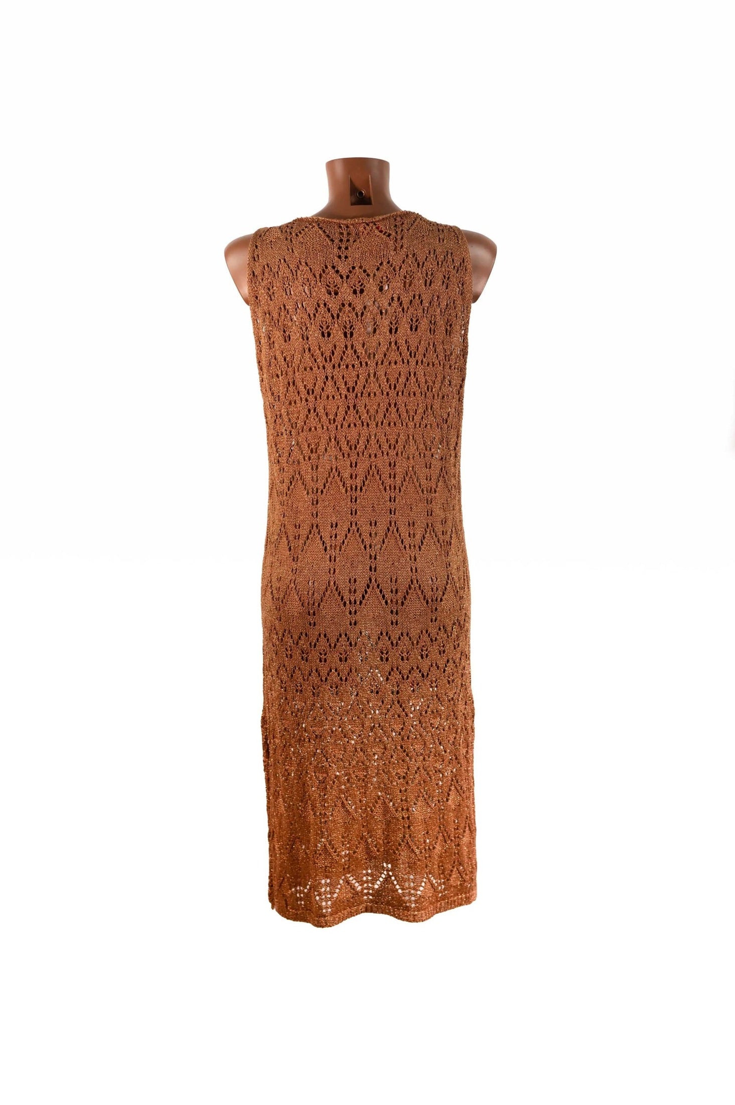 Abito Lungo in lurex con spacchi laterali in maglia viscosa elastica marrone
