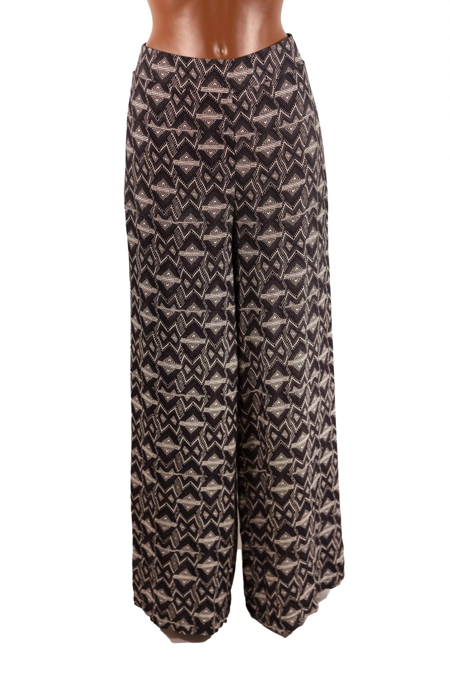 Pantalone in viscosa leggero con elastico in vita e fantasia geometrica made in Italy