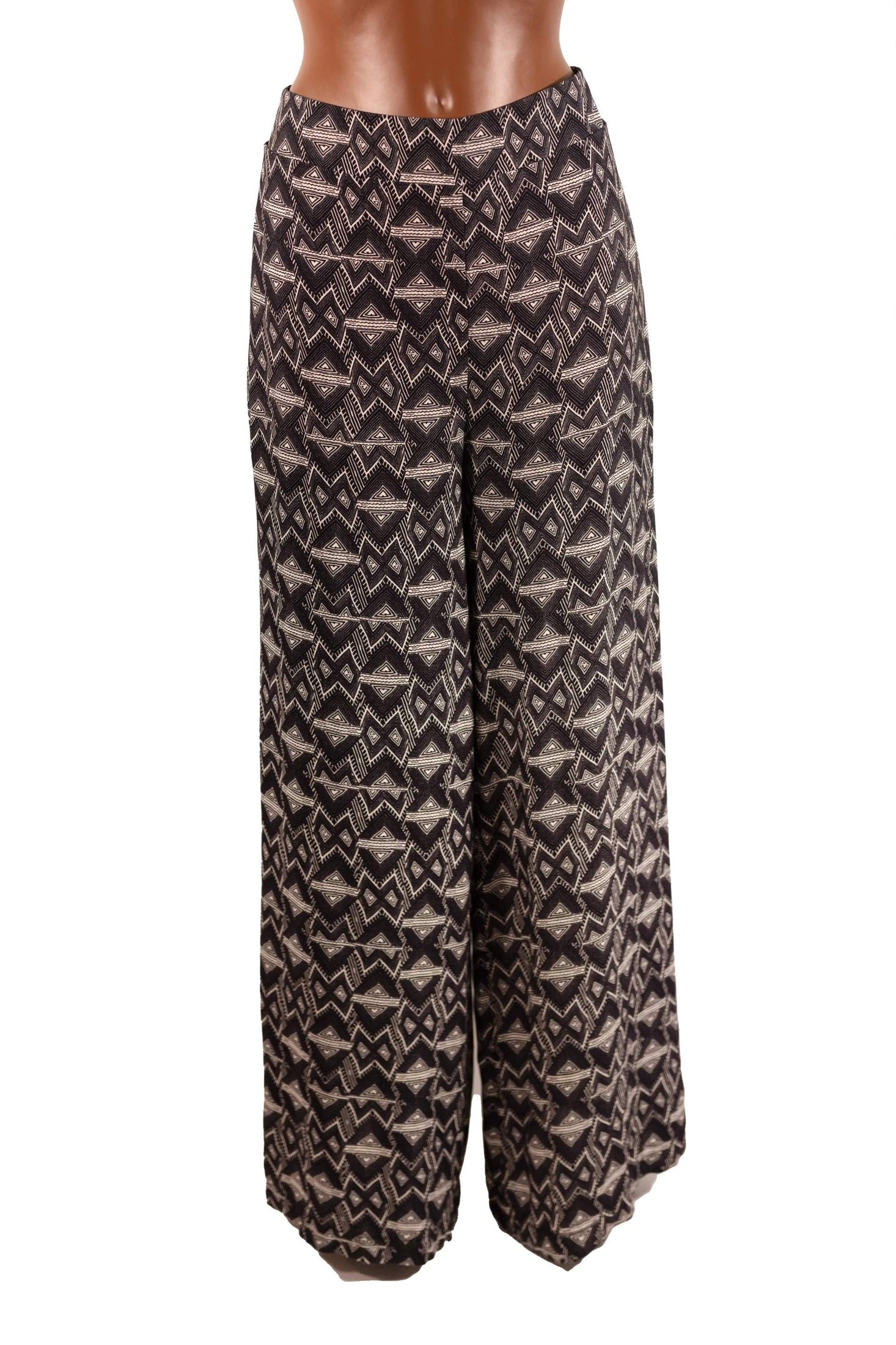 Pantalone in viscosa leggero con elastico in vita e fantasia geometrica made in Italy