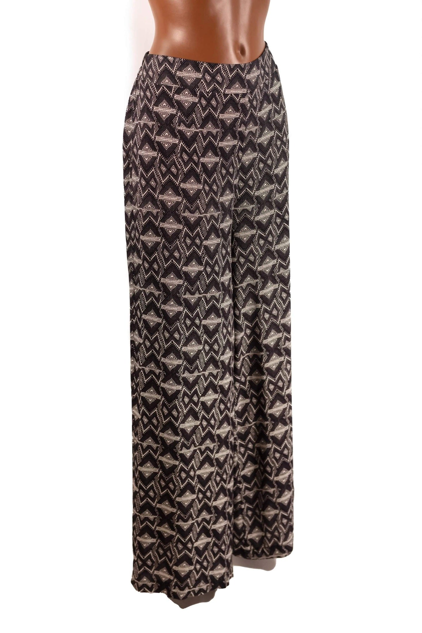 Pantalone in viscosa con elastico in vita e motivo geometrico comodo e leggero made in Italy