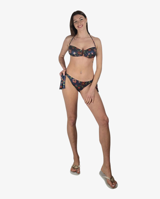 Bikini Fascia Lurex Blu Fantasia Floreale Cruise Collection