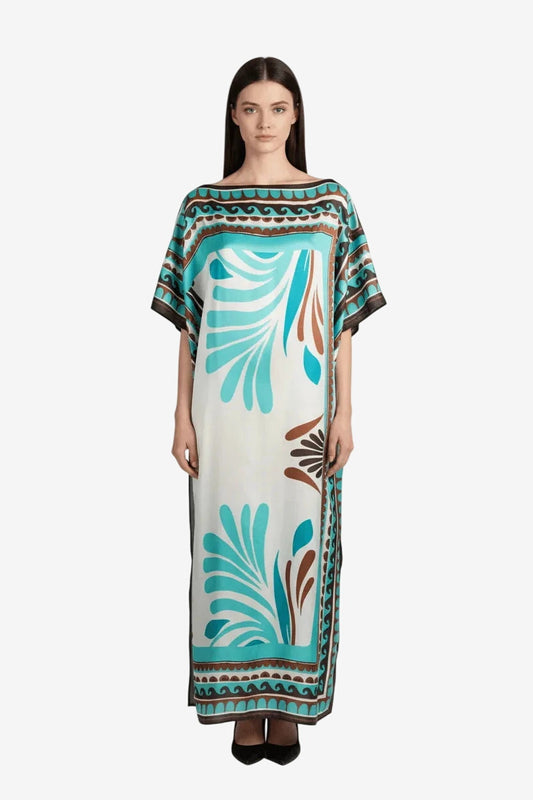 Poncho lungo tribale in seta e viscosa, Made in Italy - Soho Moda Mare